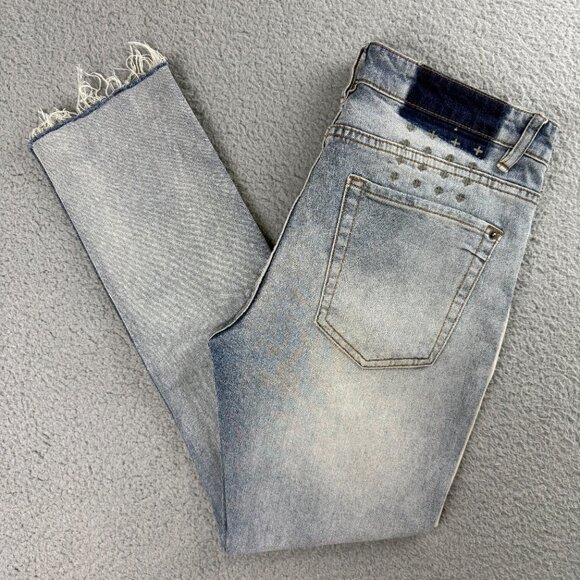 Ksubi Jeans Mens 31 Pants Blue Denim Van Winkle Dripp Skinny Raw